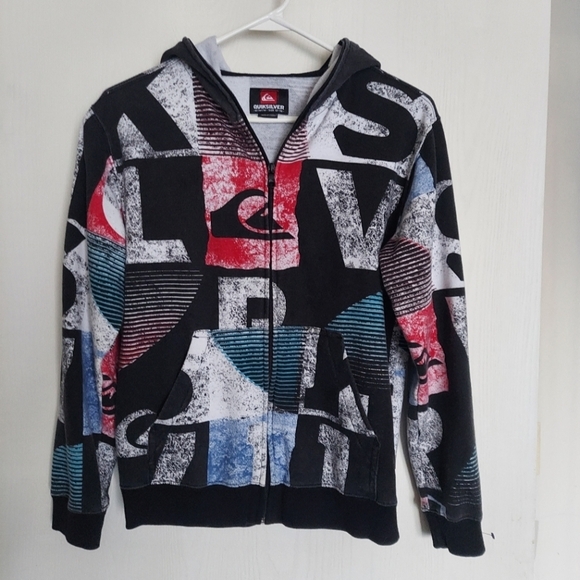 Quicksilver Over The Face Full Zip Mesh Eye Goggles Hoodie Boys Youth Size 12-14 - Picture 6 of 7